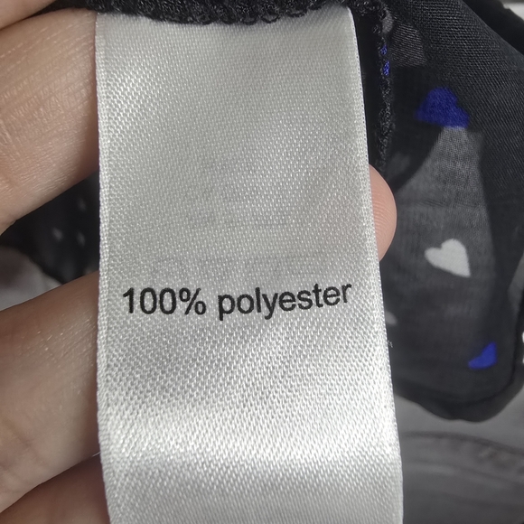 Maurices Black, White & Blue Flutter Sleeve Blouse Sheer Womans Size Small - Picture 4 of 4